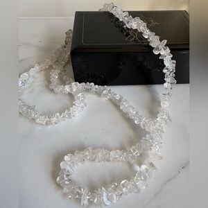 Vintage 80s Avon Semi-Precious Quartz 36" Layering Necklace w Velvet Bag NIB